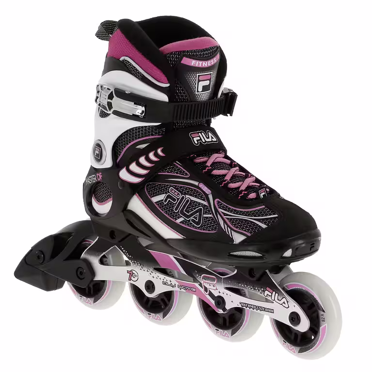 Black, white and pink Master Women's Inline Skates, pictured from the side
